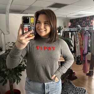 Daydreamer Tipsy Crew Neck Sweatshirt in Charcoal Size Small NWT